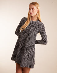 Stripe Glittery Long Sleeve Shift Mini Dress
