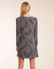 Stripe Glittery Long Sleeve Shift Mini Dress