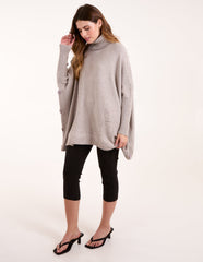Roll Neck Button Mini Pocket Jumper