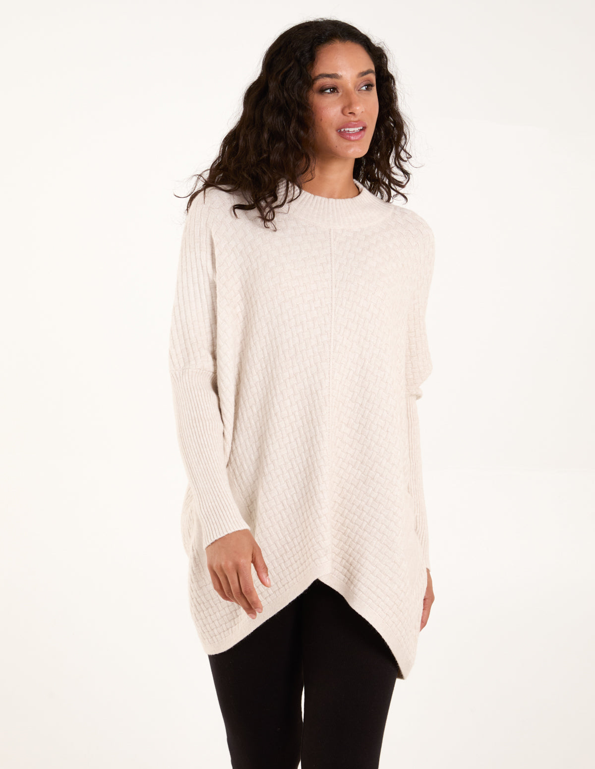 Basket Weave High Neck Jumper