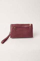 Detailed Zip Up Purse With Detachable Strap