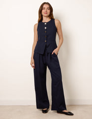 Round Neck Button Through Vest & Trouser Set