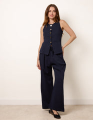 Round Neck Button Through Vest & Trouser Set