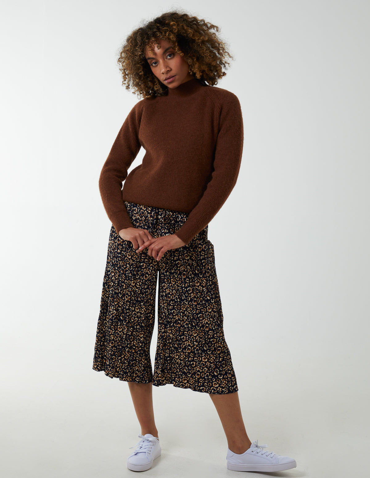 Animal Print Cropped Trousers