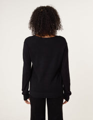 V Neck Diamante Button Cardigan