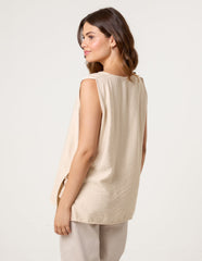 Button Through Side Detail Waistcoat Top