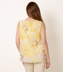 Watercolour Floral Printed Pleated Top