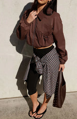 Bobbi Chocolate Collar Bomber Jacket