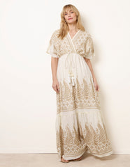 Metallic Embroidered Maxi Dress