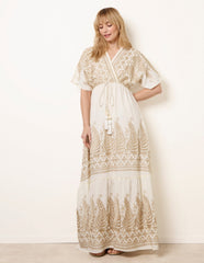 Metallic Embroidered Maxi Dress
