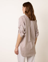 Gold Shell Button Front Stripe Shirt