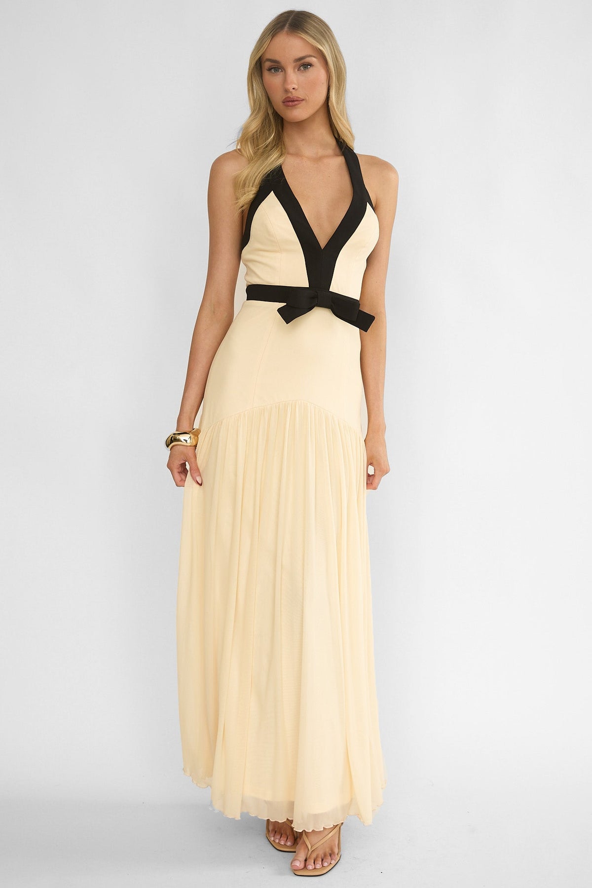 Aven Halter Bow Maxi Dress Butter