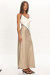 Amarante Cowl Bust Maxi Dress Contrast Oyster