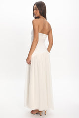 Karielle Asymmetric Drop Waist Maxi Dress Ivory