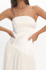 Karielle Asymmetric Drop Waist Maxi Dress Ivory