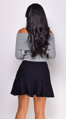 Agata Off Shoulder Sweater Top - Gray