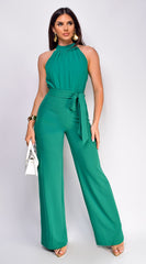Novelle High Neck Wide Leg Jumpsuit - Green