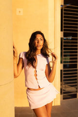Delta Pink Woven Mini Skirt