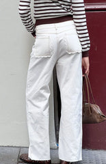 Felix Scallop Edge White Denim Jeans