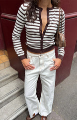 Felix Scallop Edge White Denim Jeans