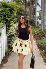 Henrietta Yellow Polka Dot Bubble Hem Mini Skirt