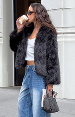 It Girl Black Faux Fur Jacket