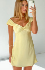 Jacky Yellow Satin Mini Dress