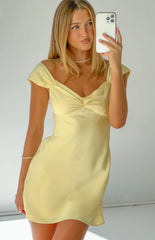 Jacky Yellow Satin Mini Dress