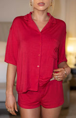 Jamey Burgundy Mini Pajama Shorts