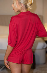 Jamey Burgundy Mini Pajama Shorts