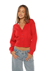 Janda Red Knit Oversized Cardigan