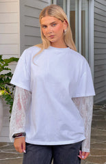Jessica White Lace Long Sleeve Tee