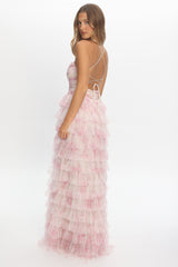 Cambridge Layered Frill Maxi Dress Floral Pink