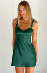 Marbelle Green Satin Mini Dress