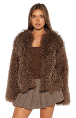 Margot Brown Shaggy Fur Jacket