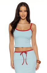Myles Blue Strappy Tank Top