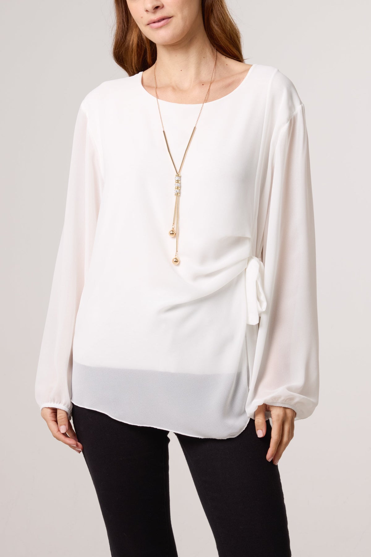 Tie Side Chiffon Necklace Top