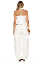 Nora White Jersey Halter Neck Top