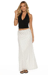 Rozie White Polka Dot Mesh Maxi Skirt