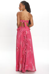 Santiago Cut-Out Ruffle Maxi Dress Print Pink