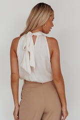 Calisto Sleeveless Tied Neck Top Cream