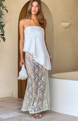 Sabella White and Blue Sequin Lace Maxi Skirt - PRE ORDER