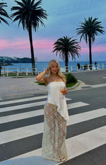 Sabella White and Blue Sequin Lace Maxi Skirt - PRE ORDER