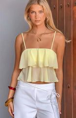 Sabina Yellow Ruffle Top