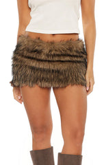 Viktor Brown Fur Mini Skirt
