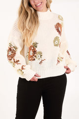 Sequin Flower Cropped Jumper
