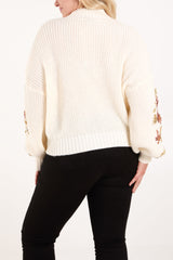 Sequin Flower Cropped Jumper
