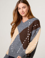 Argyle Knitted Patterned Jumper