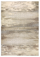 Allure 7 Rug overall view traditional trellis pattern worn light grey cream brown texture