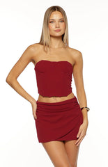 Bellah Burgundy Strapless Corset Top